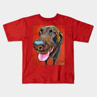 Colorful CHOCOLATE LAB on Red by Robert Phelps Kids T-Shirt